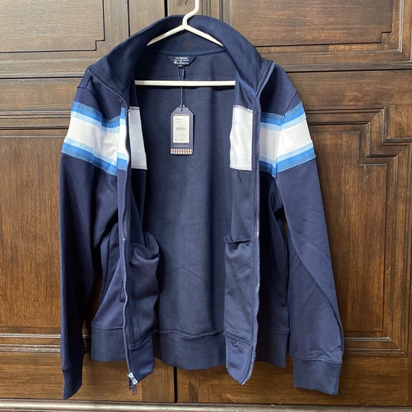 Ben Sherman Hombre Chest-Stripe Track Jacket Navy Size M - Picture 3 of 7